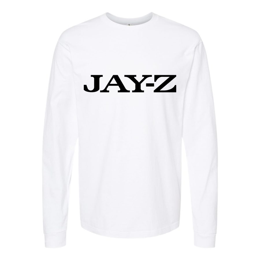 Men's Jay-Z-Logo-1 Long sleeves Cotton Blend T-Shirt - White