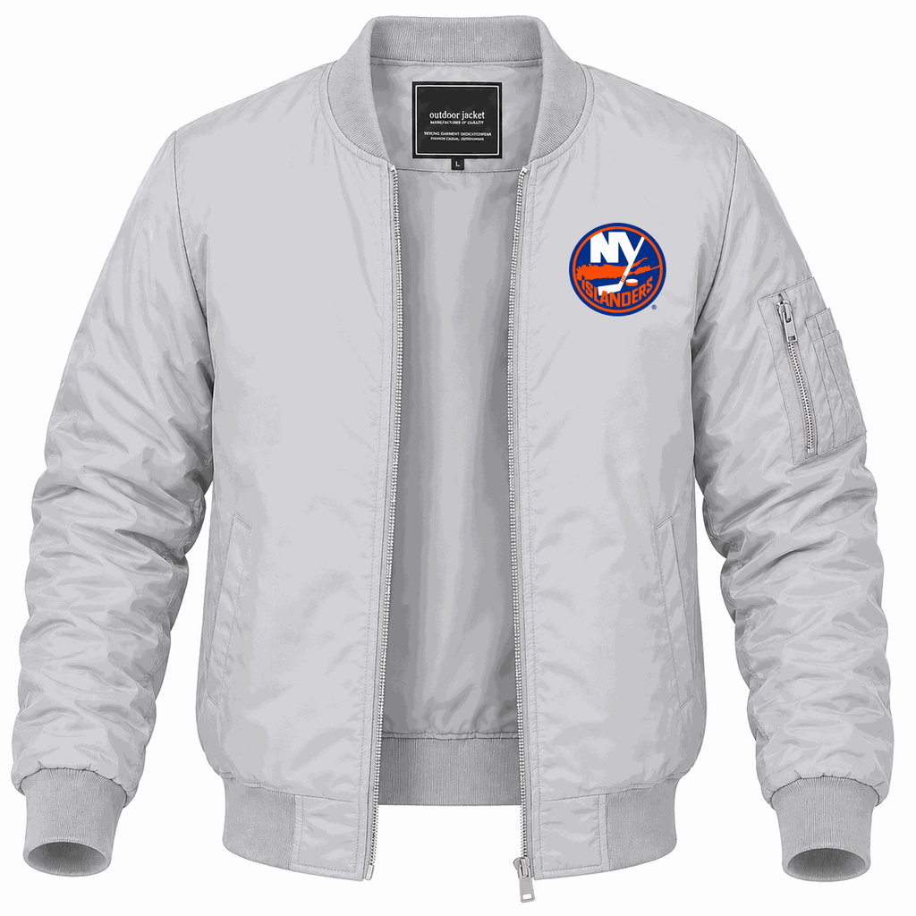 Men's New York Islanders Lightweight Bomber Jacket - Gray