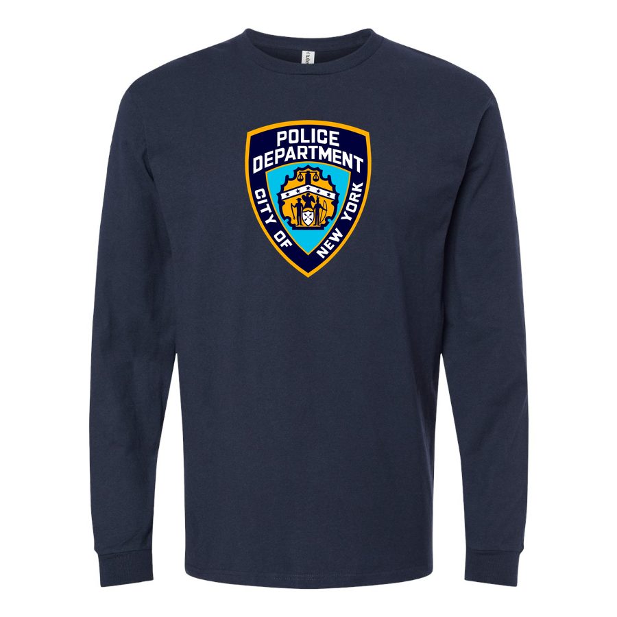 Men's NYPD-Logo-1536x864-1 Long sleeves Cotton Blend T-Shirt - Navy