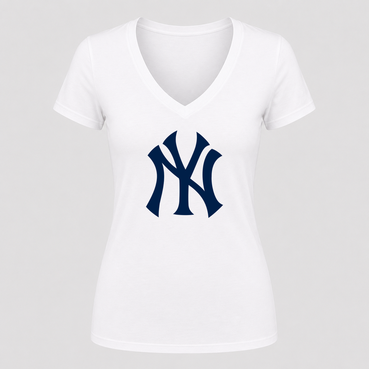 Women's New York Yankees V Neck T-Shirt in white