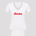 Women's Bata V Neck T-Shirt in white