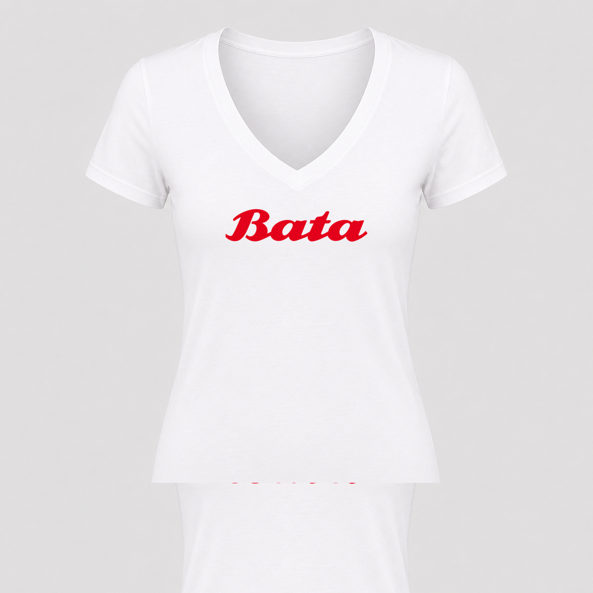 Women's Bata V Neck T-Shirt in white
