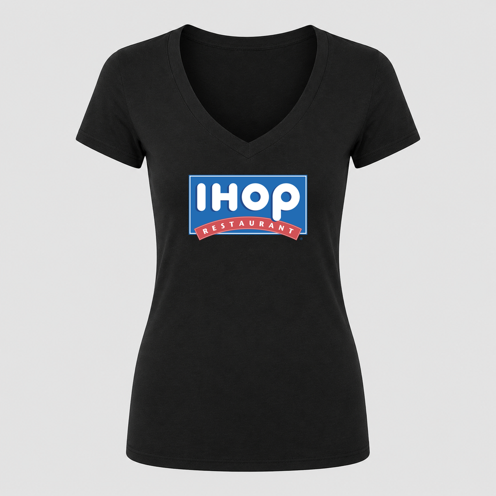 Women's IHOP V Neck T-Shirt in black