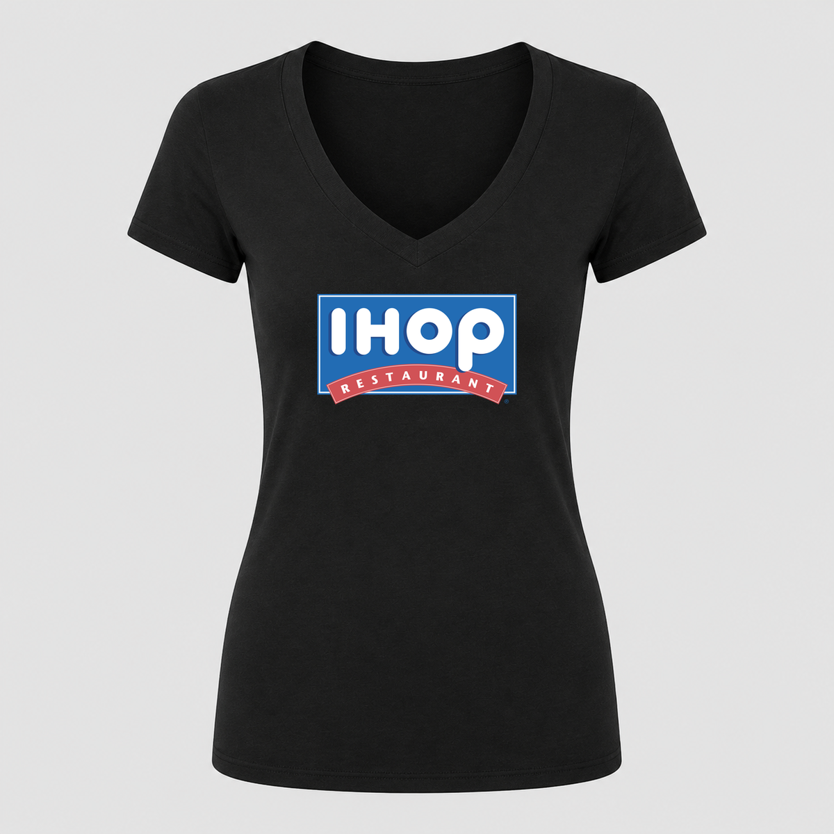 Women's IHOP V Neck T-Shirt in black