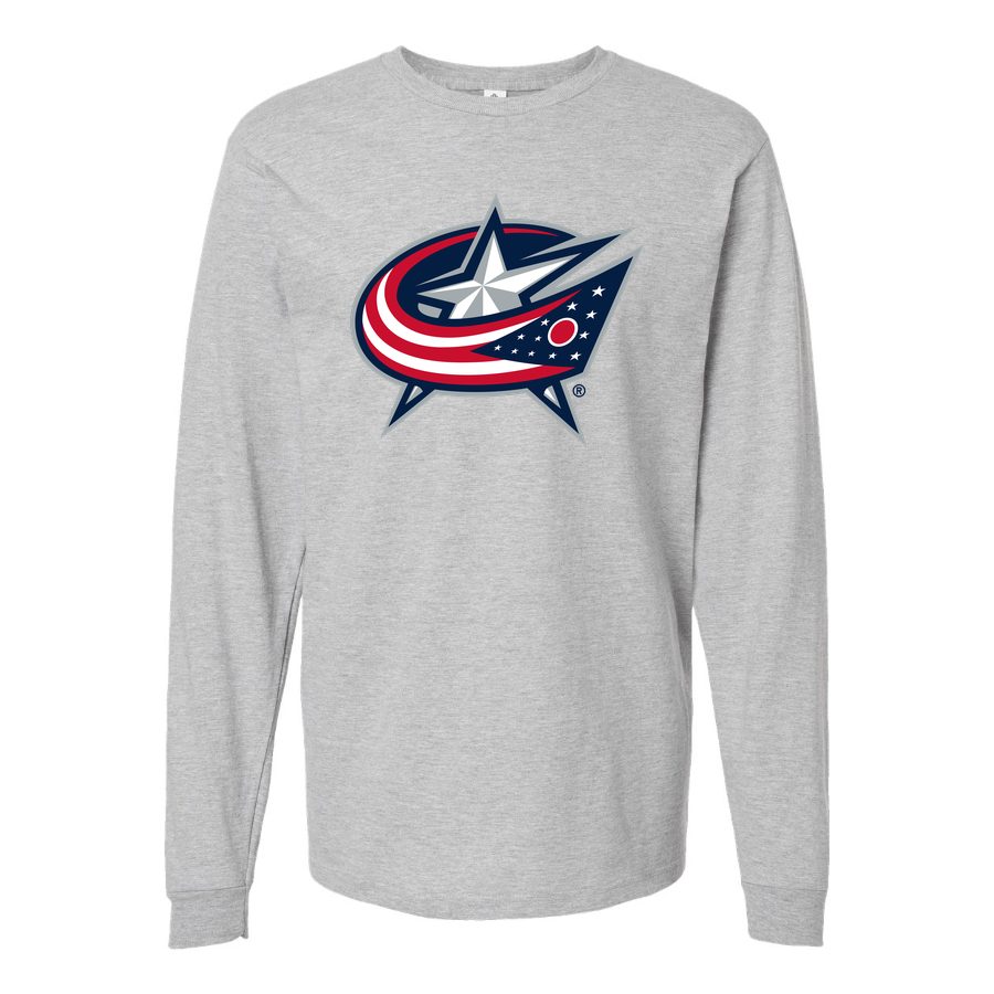 Men's Columbus Blue Jackets Long sleeves Cotton Blend T-Shirt - Gray