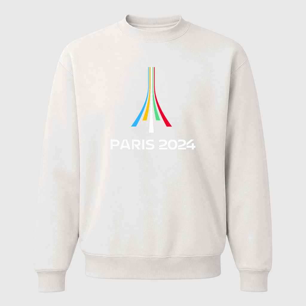Men's Paris 2024 Olympics White Logo Crewneck Sweatshirt - White