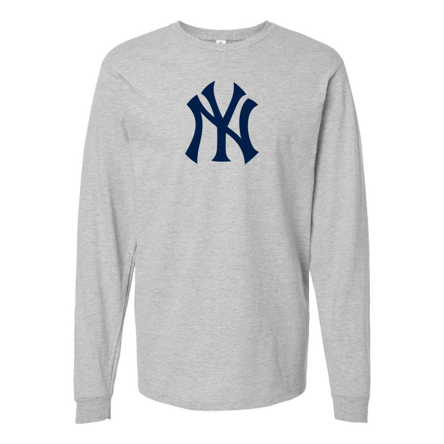 Men's New York Yankees Long sleeves Cotton Blend T-Shirt - Gray