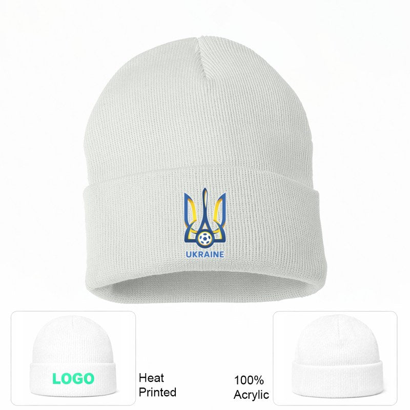 Ukraine National Football Team White Beanie Hat