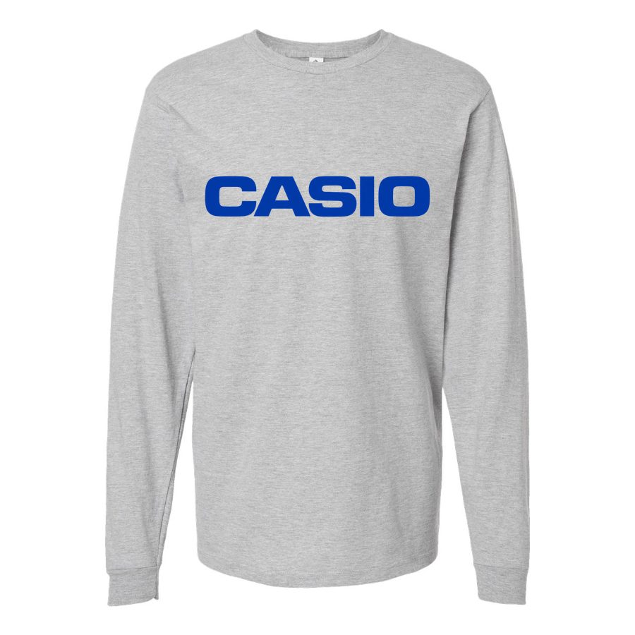 Men's Casio Long sleeves Cotton Blend T-Shirt - Gray