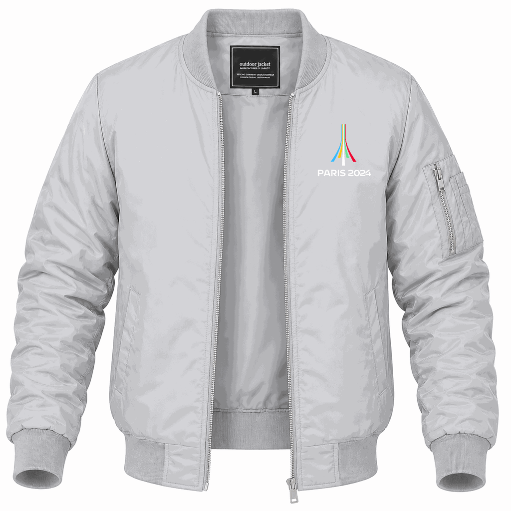 Men's Paris 2024 Olympics logo white Lightweight Bomber Jacket - Gray