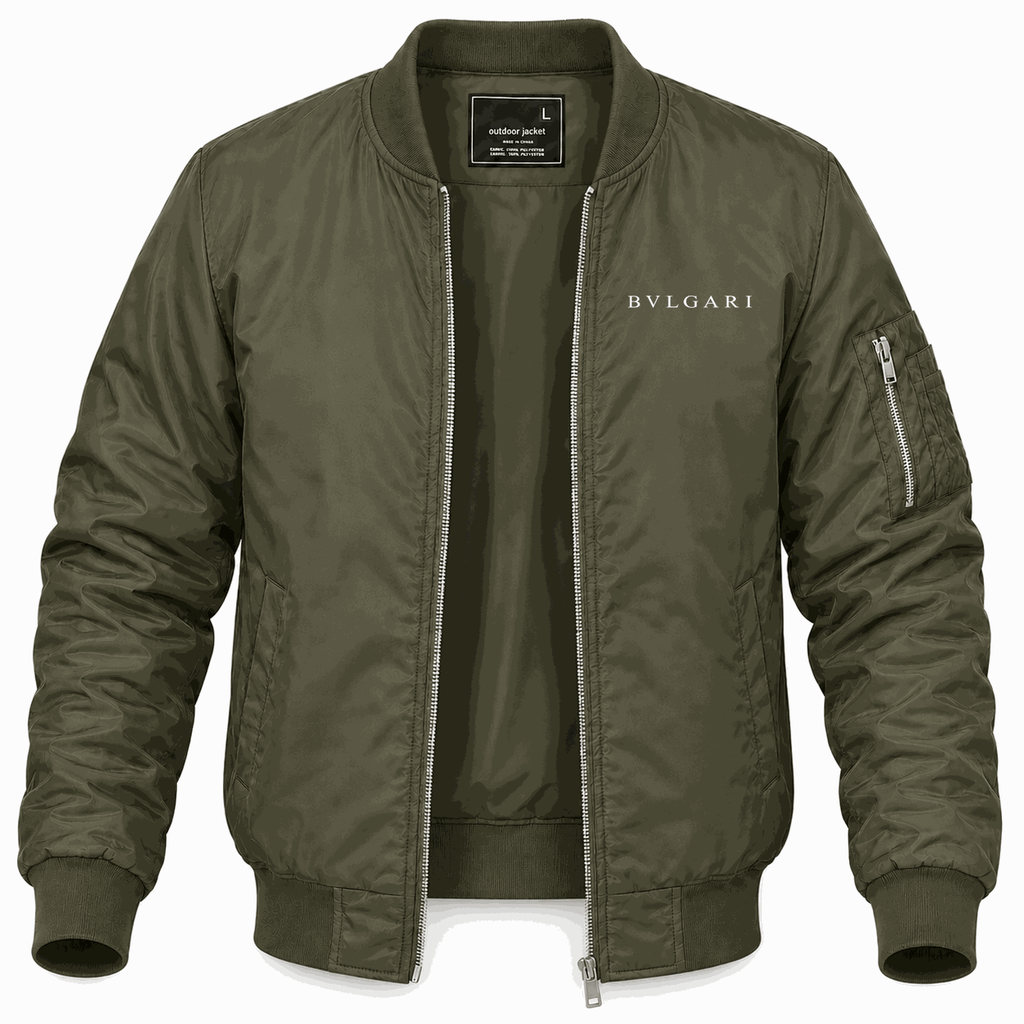 Men's Bvlgari white Lightweight Bomber Jacket - Army Green
