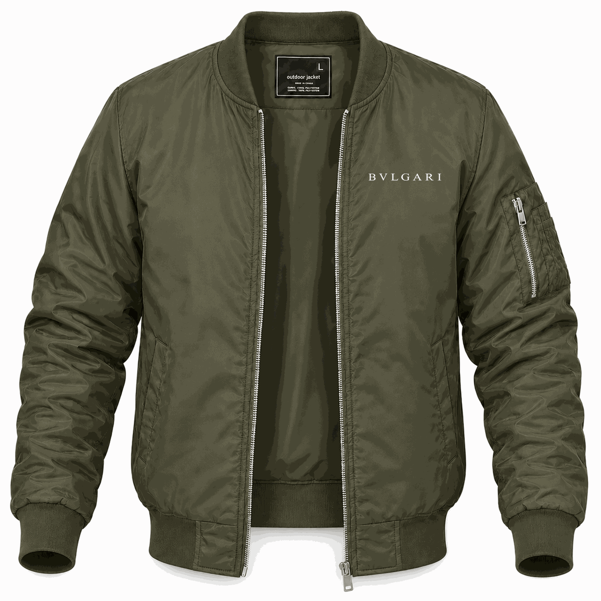 Men's Bvlgari white Lightweight Bomber Jacket - Army Green