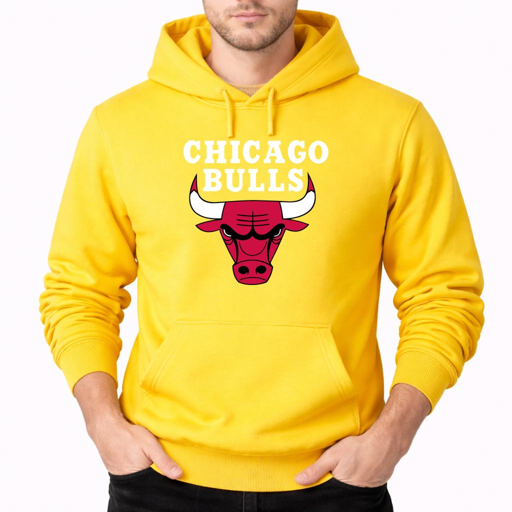 Men's Chicago bulls white Pullover Hoodie - Yellow