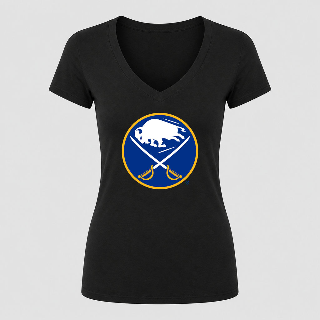 Women's Buffalo Sabres V Neck T-Shirt in black