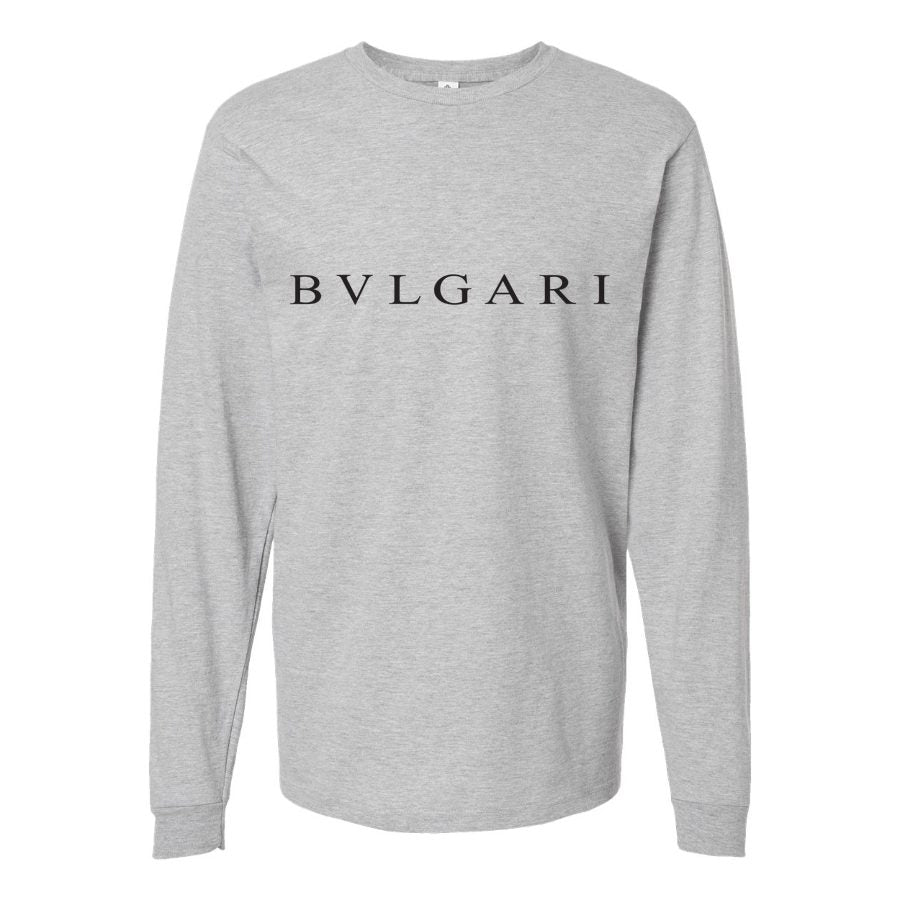 Men's Bvlgari-Logo Long sleeves Cotton Blend T-Shirt - Gray