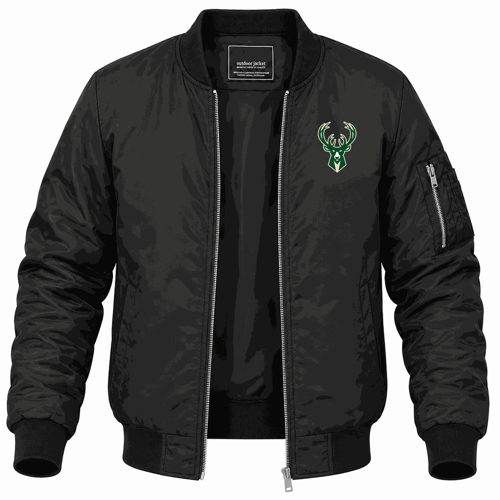 Men's Milwaukee Bucks Lightweight Bomber Jacket - Black