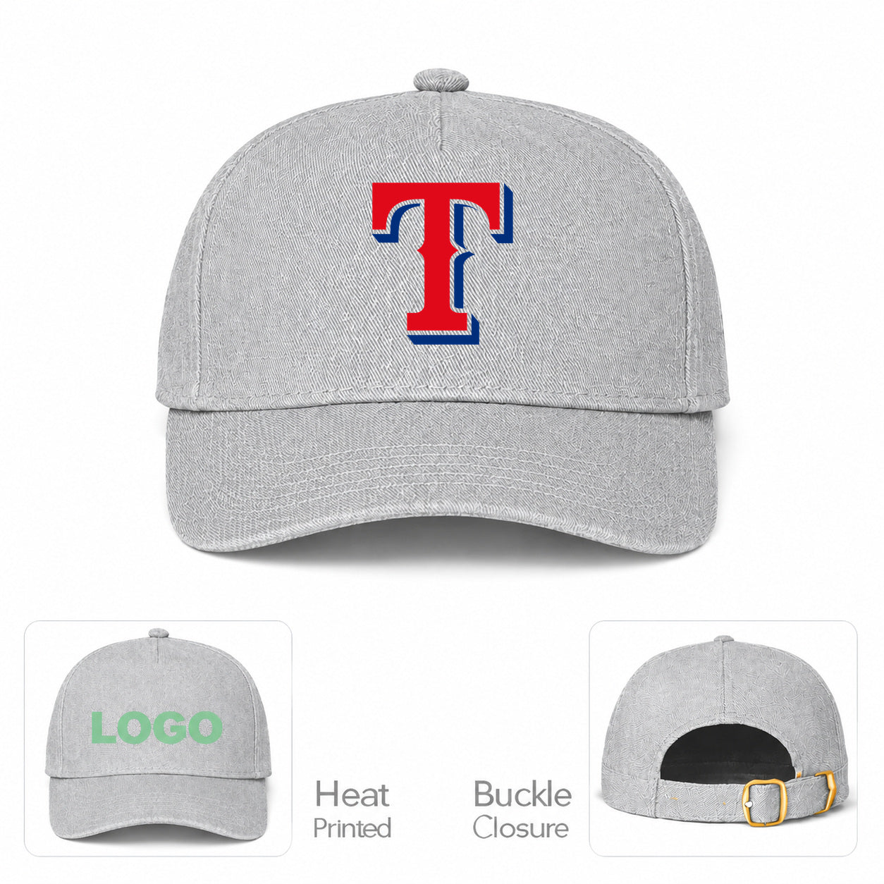 MLB Texas Rangers Baseball Cap Hat - Gray