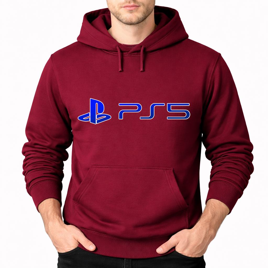 Men's PS5 Blue Pullover Hoodie - Burgundy