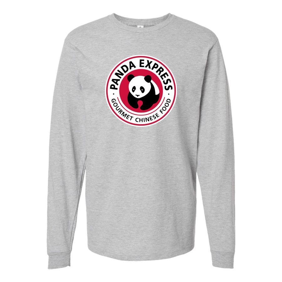 Men's panda-express-logo-1-logo-png-transparent Long sleeves Cotton Blend T-Shirt - Gray