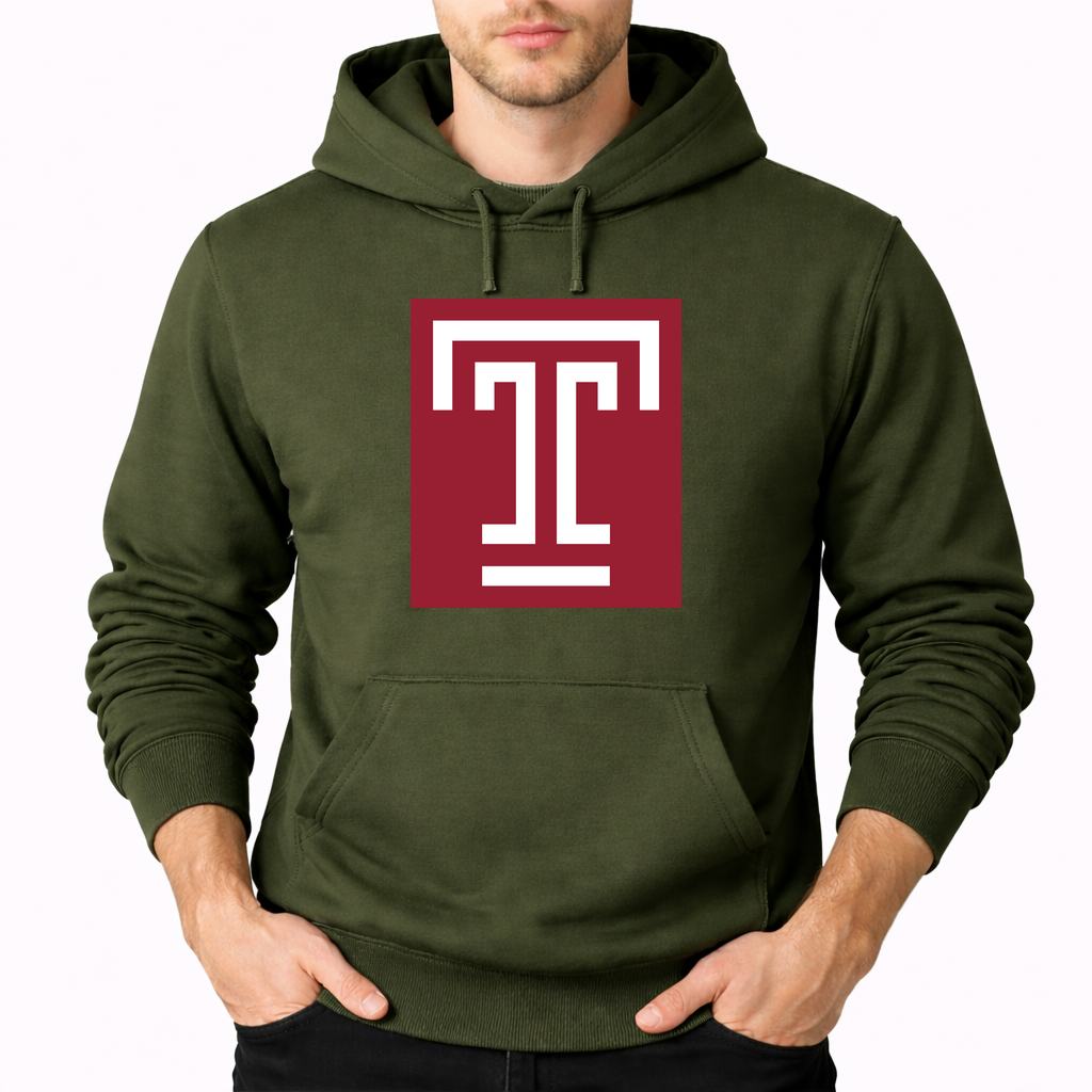 Men's Temple Owls Pullover Hoodie - Army Green