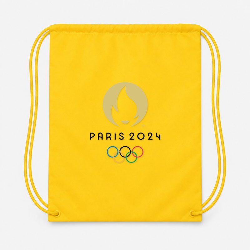 Olympics 2024 Paris Black Drawstring Bag - Yellow