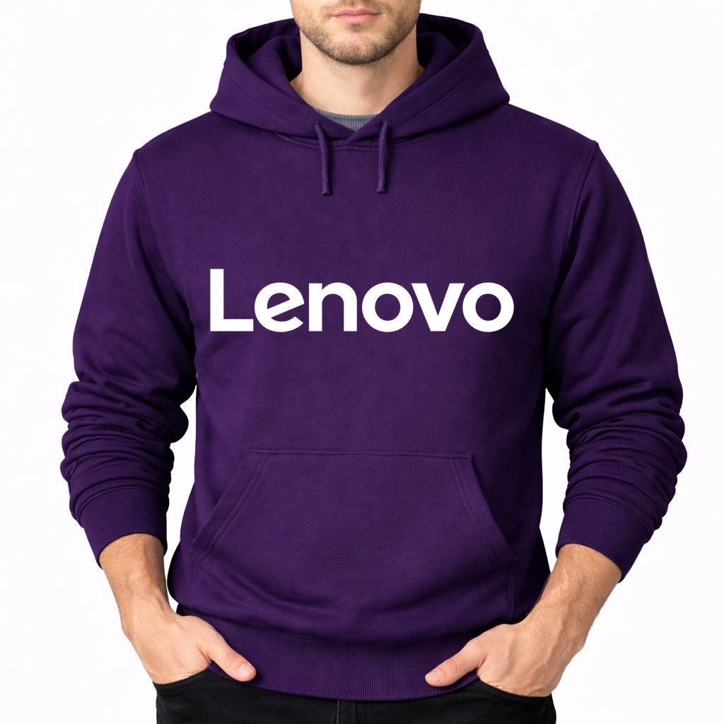 Men's Lenovo White Pullover Hoodie - Purple