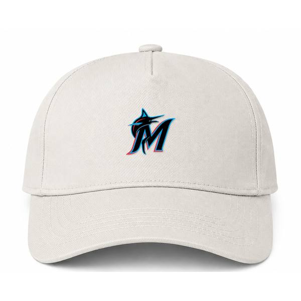 Miami Marlins MLB Logo Beige Dad Baseball Cap Hat