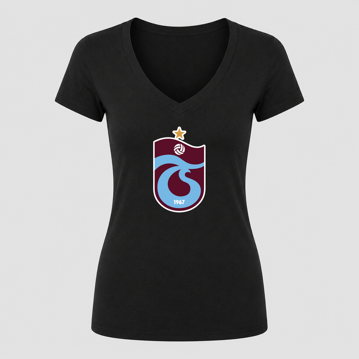 Women's Trabzonspor Soccer V Neck T-Shirt in black