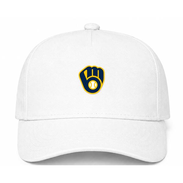 Milwaukee Brewers MLB Logo White Dad Baseball Cap Hat