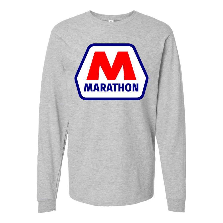 Men's Marathon-Logo Long sleeves Cotton Blend T-Shirt - Gray