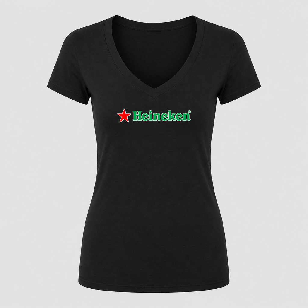 Women's Heineken V Neck T-Shirt in black