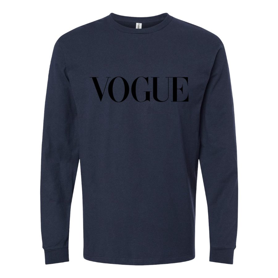 Men's 1200px-VOGUE revista - logo Long sleeves Cotton Blend T-Shirt - Navy