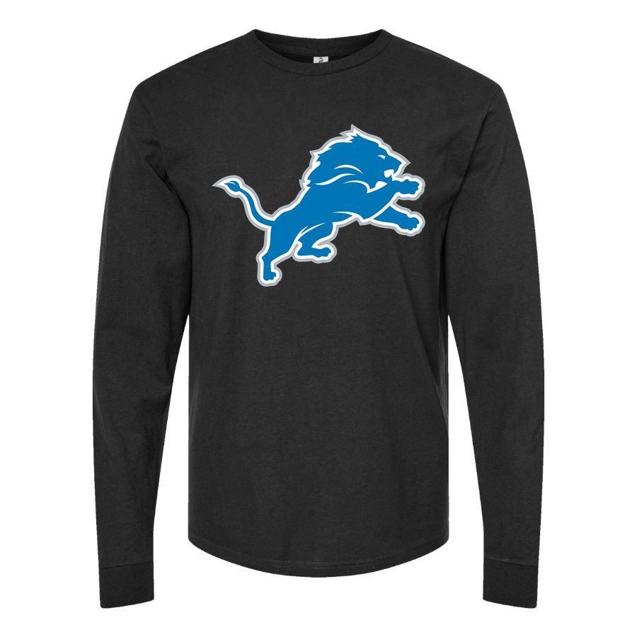 Men's Detroit Lions Long sleeves Cotton Blend T-Shirt - Black
