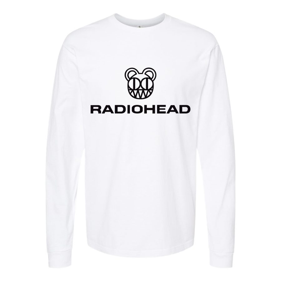 Men's Radiohead-Logo-768x432 Long sleeves Cotton Blend T-Shirt - White