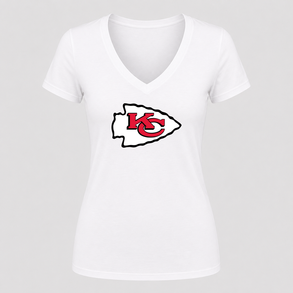 Women's Kansas City Chiefs V Neck T-Shirt in white