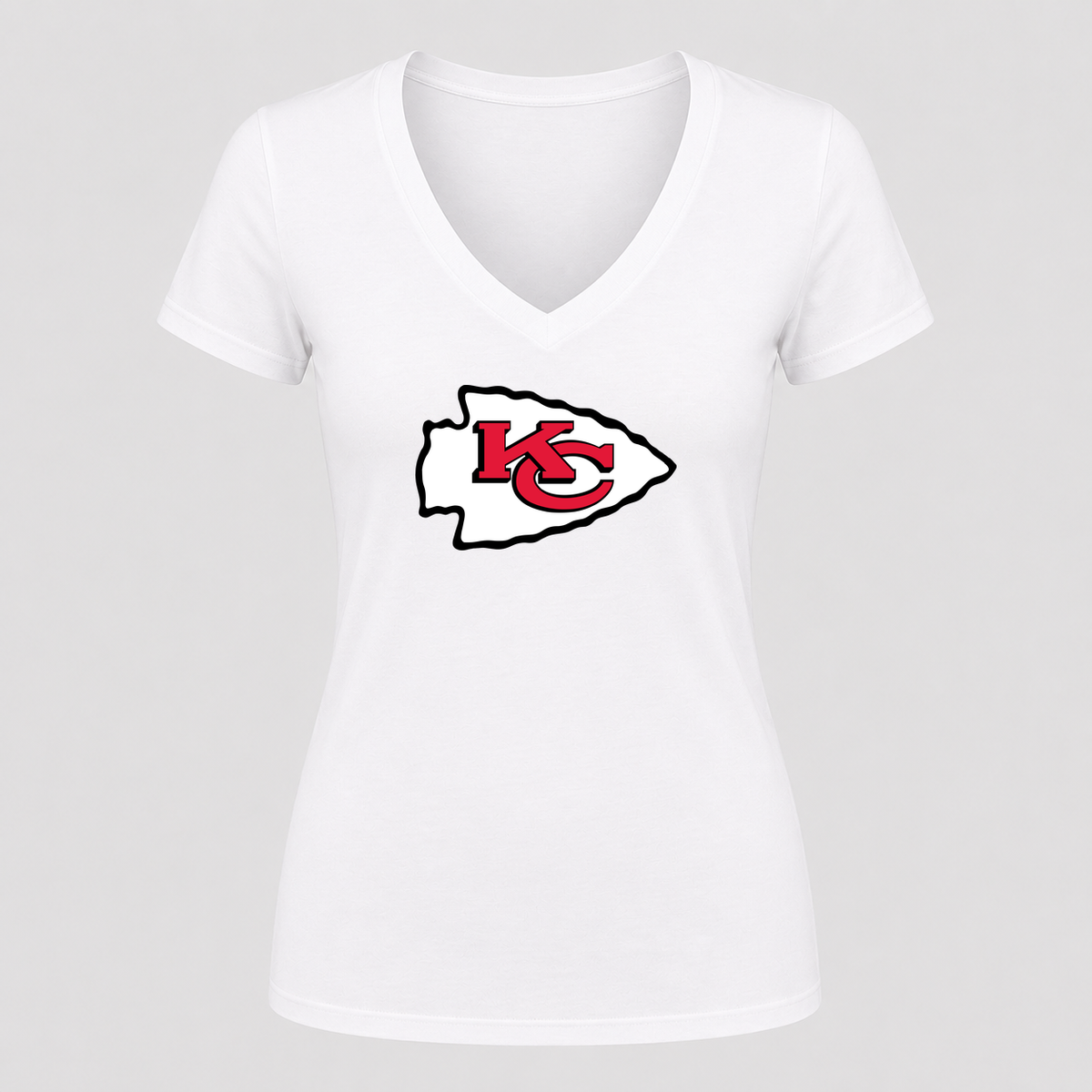 Women's Kansas City Chiefs V Neck T-Shirt in white