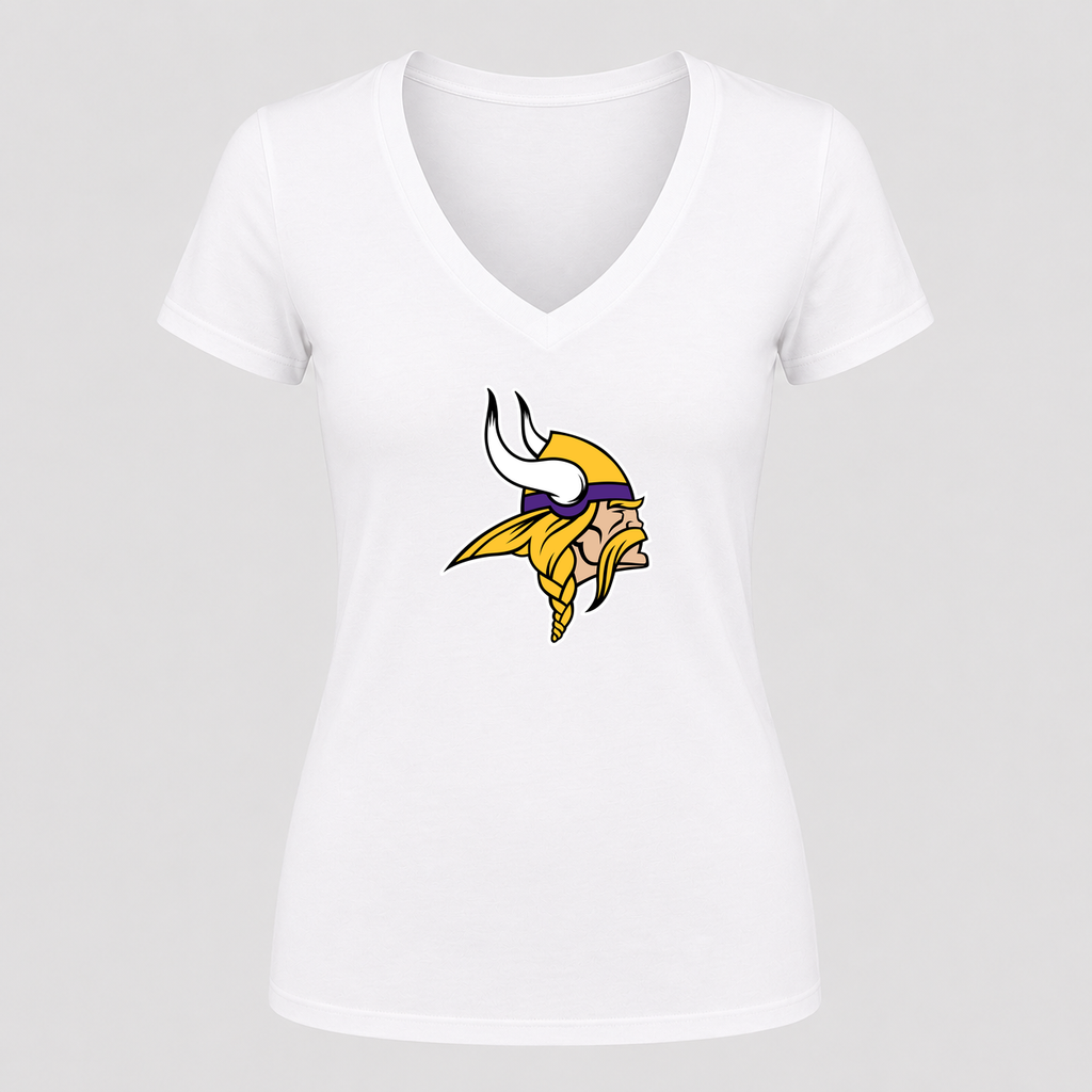 Women's Minnesota Vikings V Neck T-Shirt in white