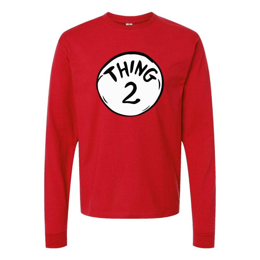 Men's Dr. Seuss Thing 2 Logo Long sleeves Cotton Blend T-Shirt - Red