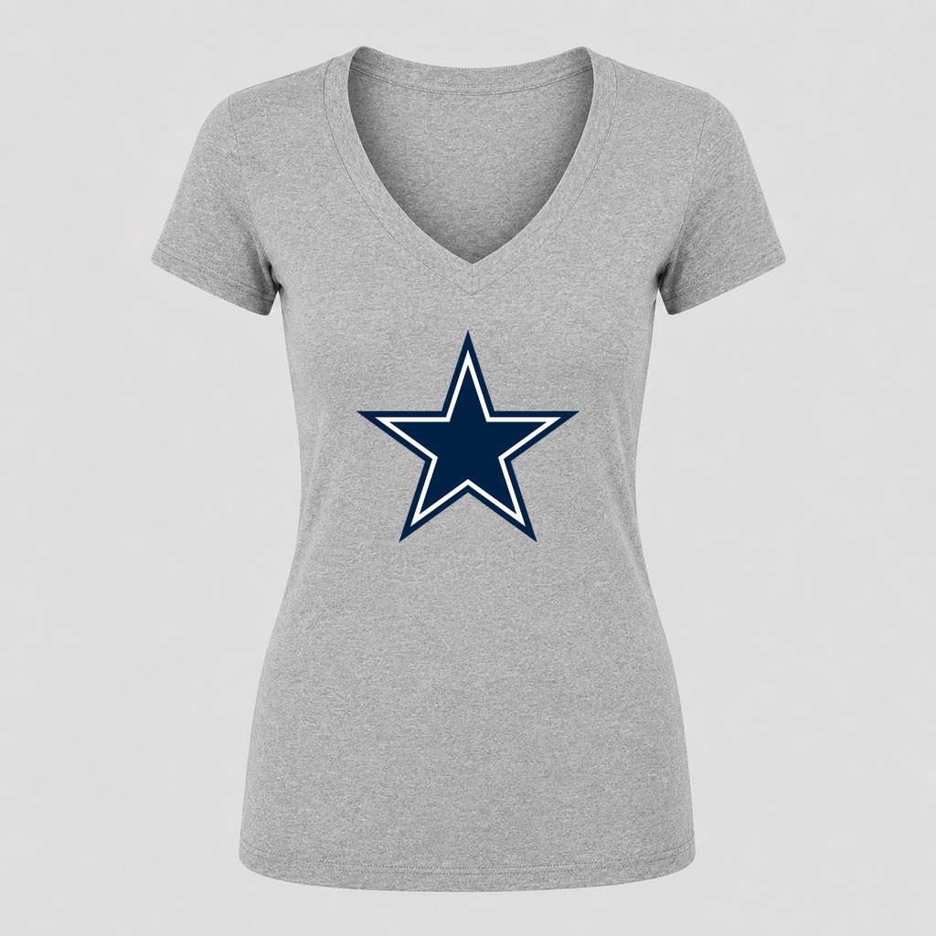 Women's Dallas Cowboys V Neck T-Shirt in gray