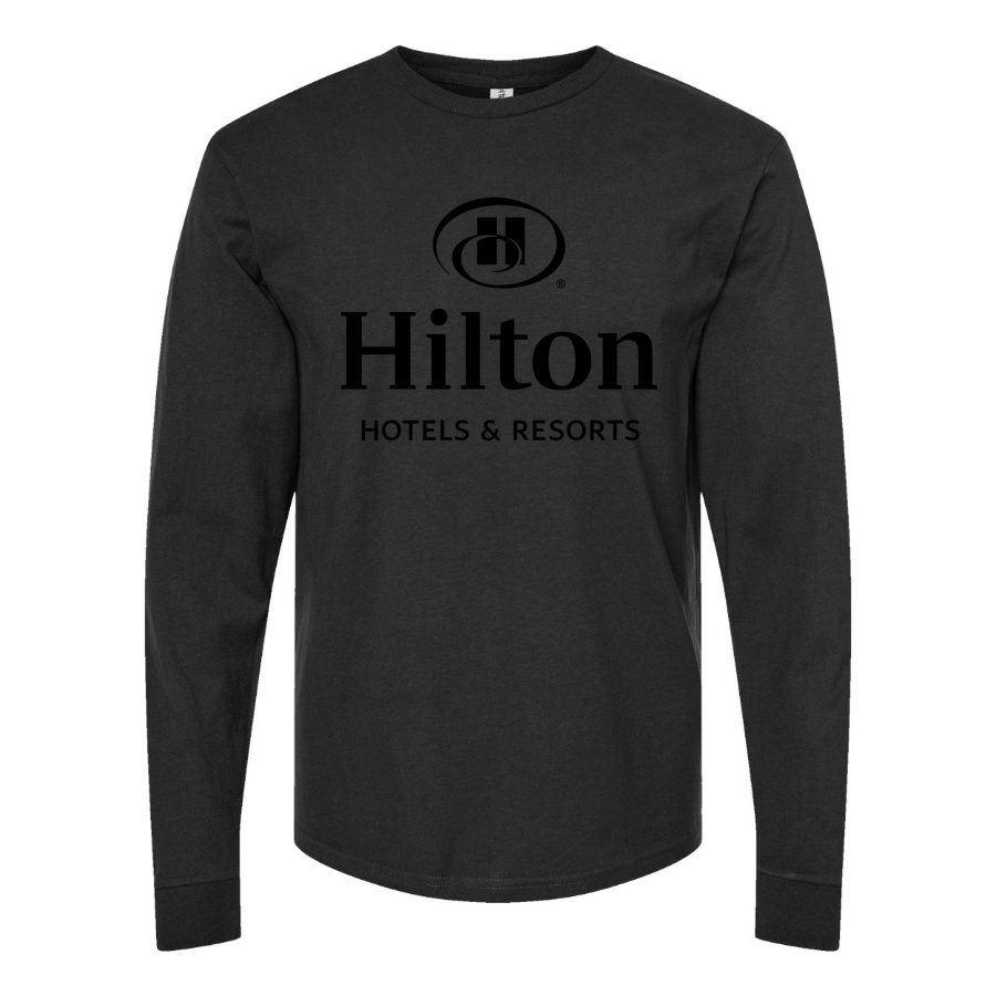 Men's Hilton-logo-1024x806 Long sleeves Cotton Blend T-Shirt - Black