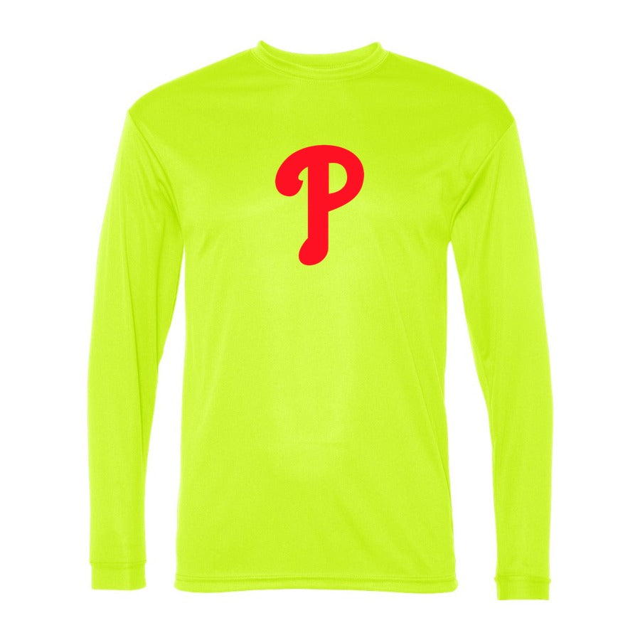 Men's Philadelphia Phillies Polyester Long Sleeve T-Shirt - Safety Yellow
