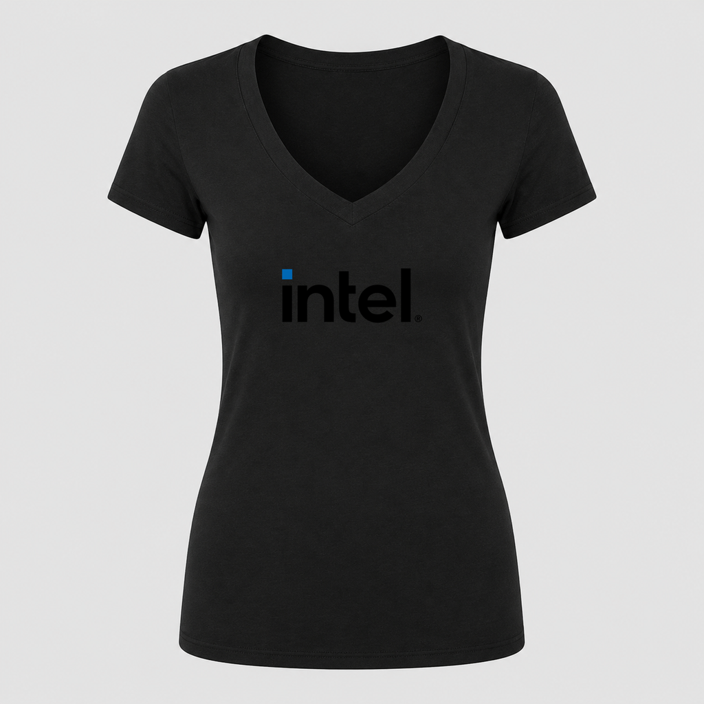 Women's Intel V Neck T-Shirt in black
