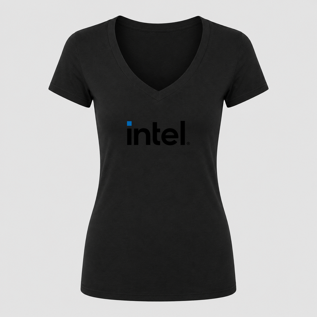 Women's Intel V Neck T-Shirt in black