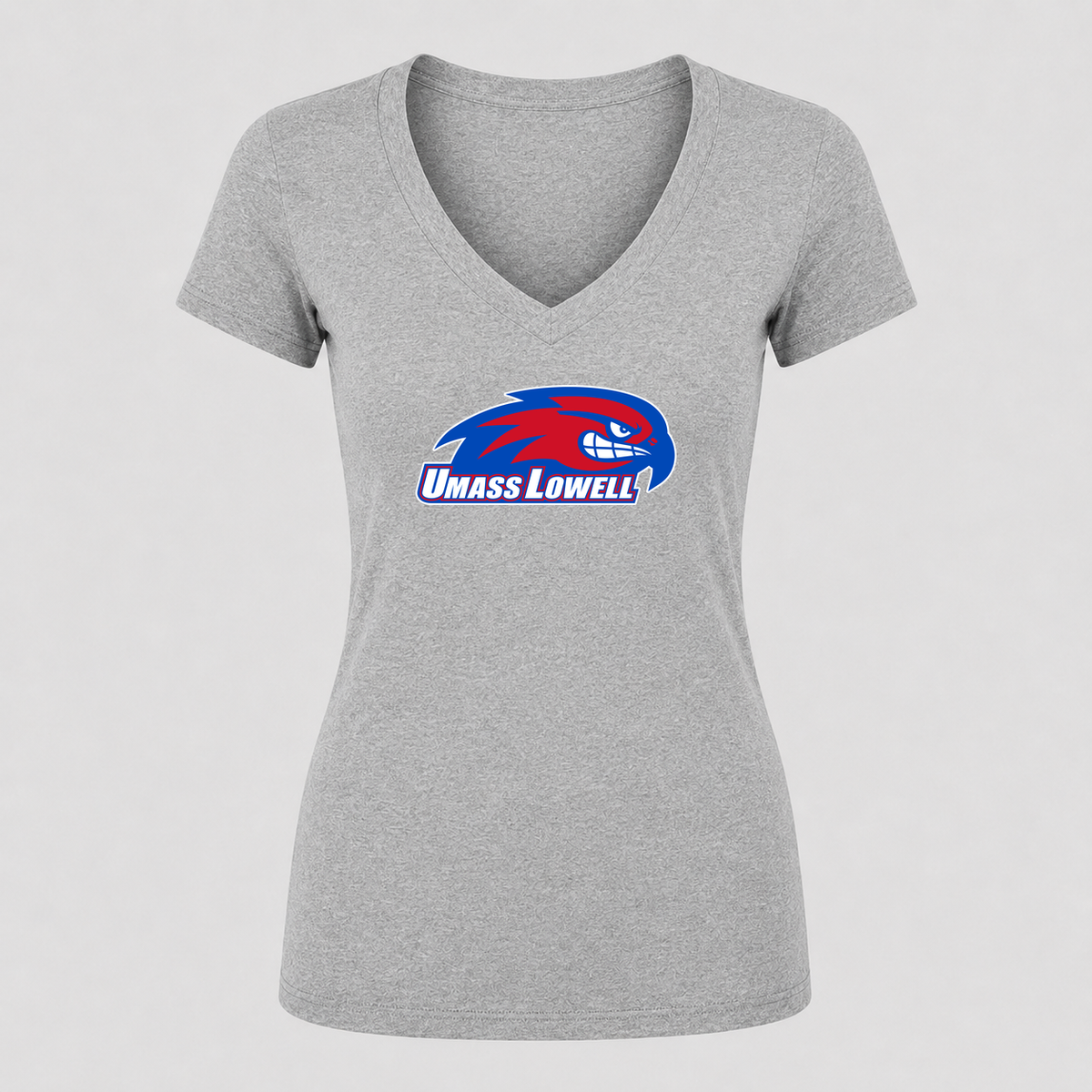 Women's UMass Lowell River Hawks V Neck T-Shirt in gray