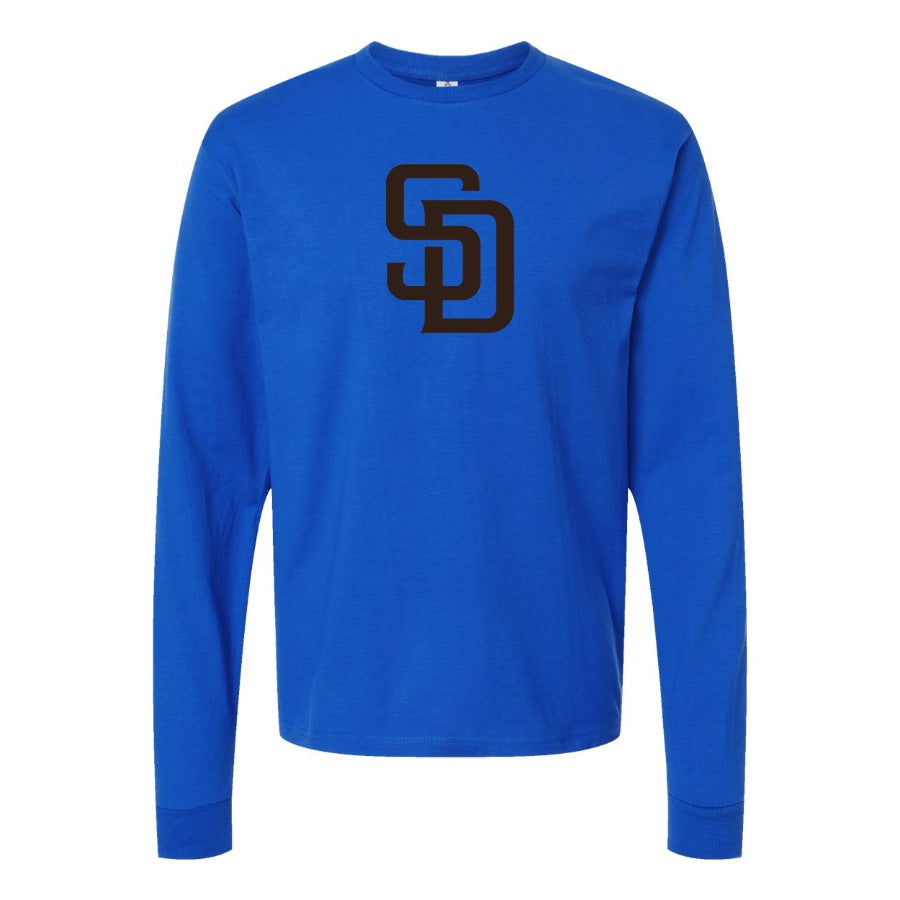 Men's San Diego Padres Long sleeves Cotton Blend T-Shirt - Blue