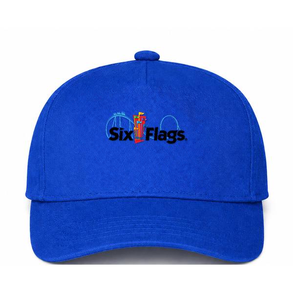 Six Flags Logo Blue Dad Baseball Cap Hat