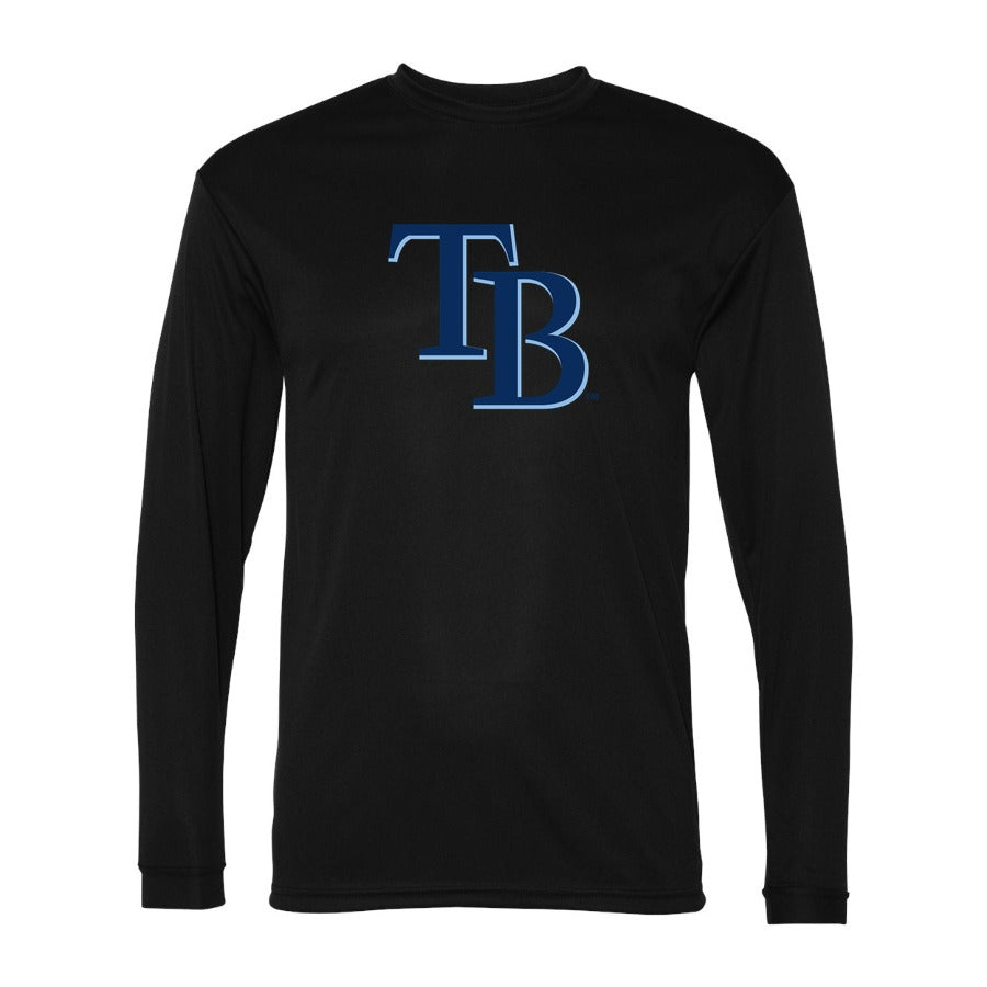 Men's Tampa Bay Rays Polyester Long Sleeve T-Shirt - Black