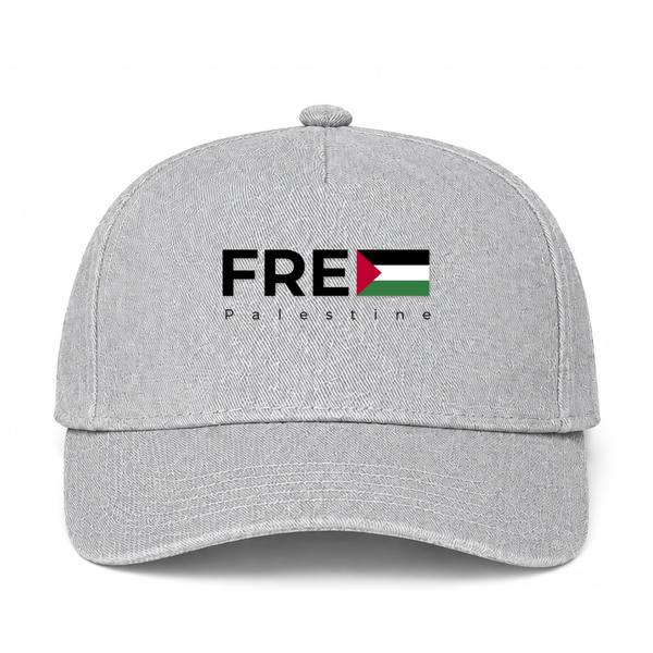 Free Palestine Black Logo Gray Dad Baseball Cap Hat