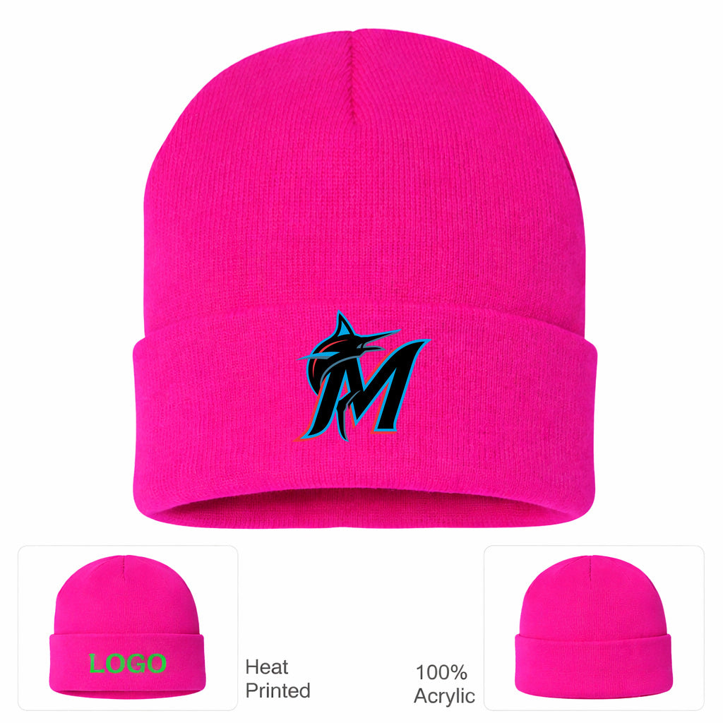 MLB Miami Marlins Beanie Hat - Hot Pink