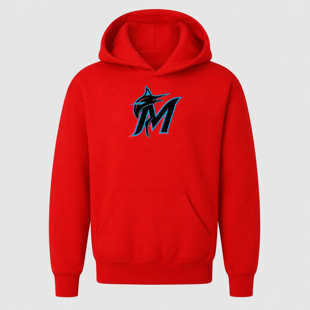 Youth Miami Marlins Pullover Hoodie - Red